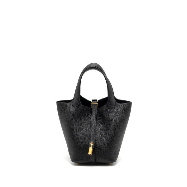 Hermers Picotin 18 Lock Bag Clemence Black GHW Stamp B