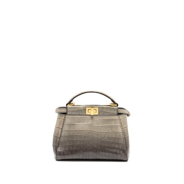 Fendi Mini Peekaboo Bag Crocodile Grey GHW