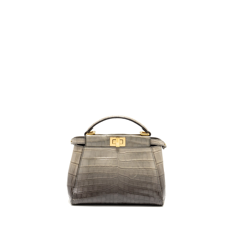 Fendi Mini Peekaboo Bag Crocodile Grey GHW