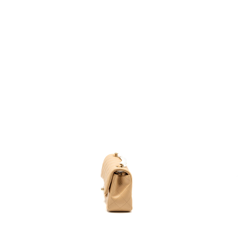 Chanel 22C mini rectangular flap bag lambskin beige LGHW (microchip)