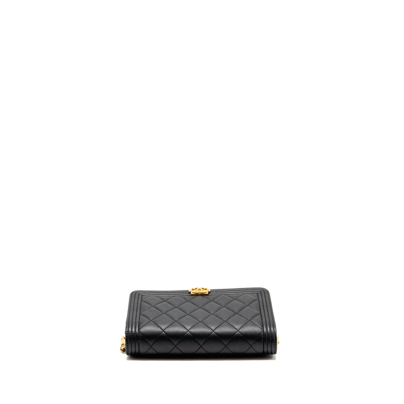 Chanel Boy Wallet on Chain Caviar Black GHW (Microchip)