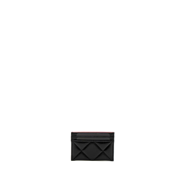 Chanel 19 Card Holder Lambskin Black/Pink GHW (Microchip)