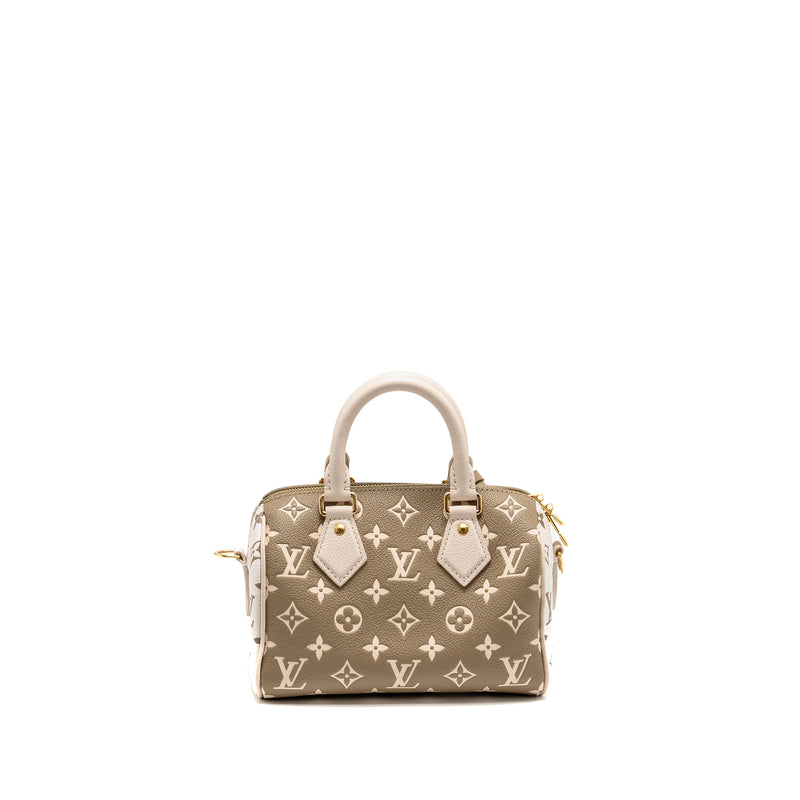 Louis Vuitton Speedy 20 Bandouliere Bicolour Monogram Empreinte Leather Khaki/Beige GHW