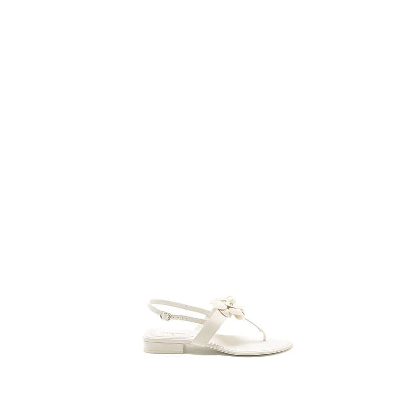 Chanel Size 39 Camellia Sandals white
