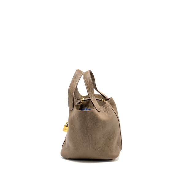 Hermes Picotin 18 Lock Bag Clemence Etoupe GHW Stamp Z