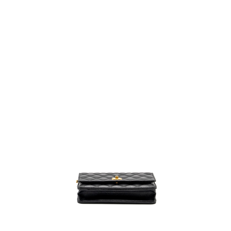 Chanel Pearl Crush Wallet on Chain Lambskin Black GHW (Microchip)