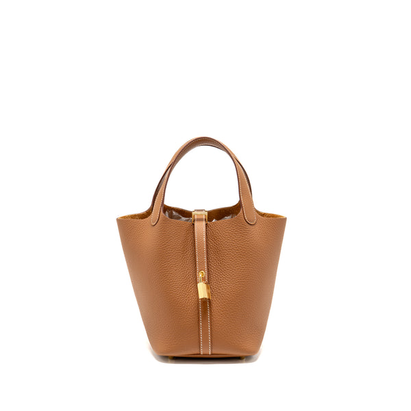Hermes Picotin 18 Lock Bag Clemence Gold GHW Stamp K