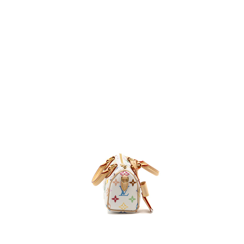Louis Vuitton x Takashi Murakami Nano Speedy Multicoloured Monogram Canvas White GHW