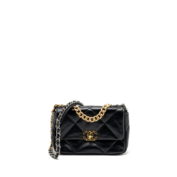 Chanel small 19 bag lambskin black multicolour hardware (Microchip)