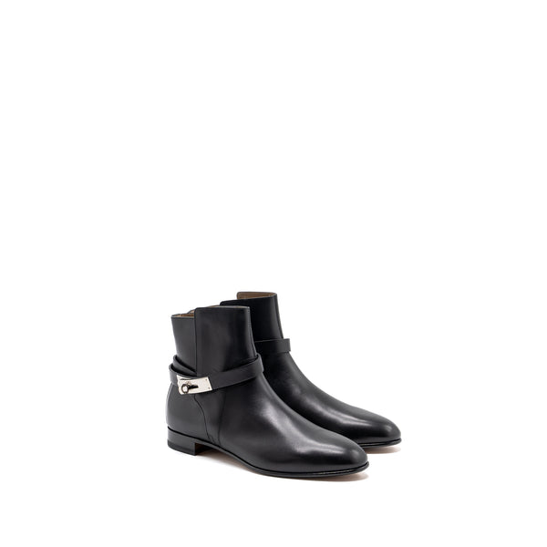 Hermes size 38 neo ankle boots calfskin black SHW
