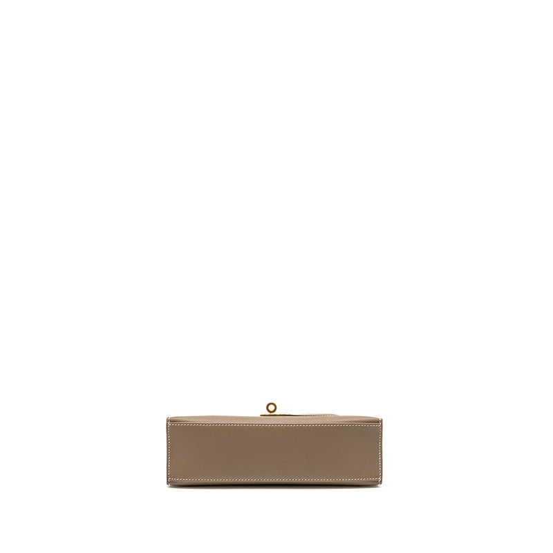 Hermes Kelly Pochette Swift Etoupe GHW Stamp W