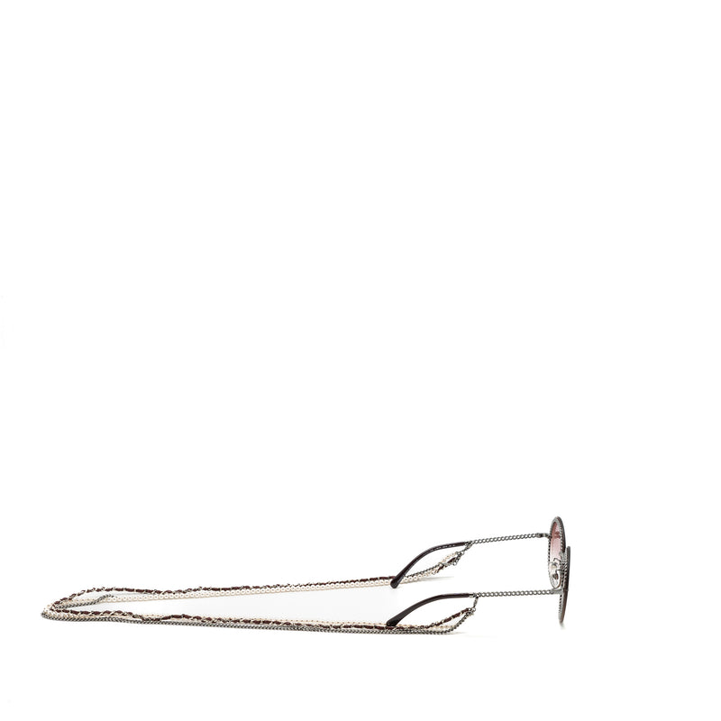 Chanel round sunglasses with chain red