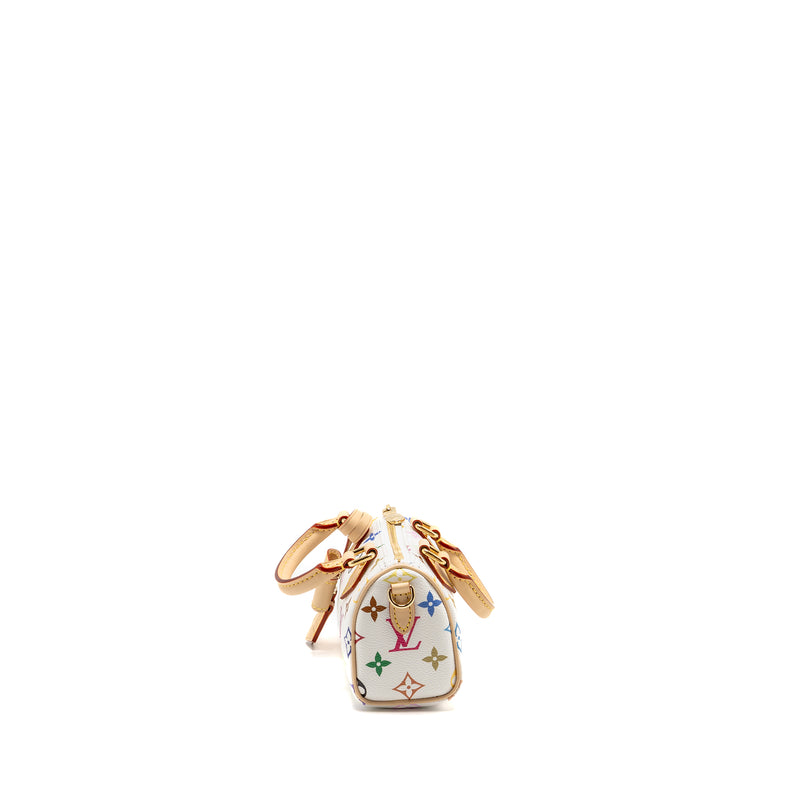 Louis Vuitton x Takashi Murakami Nano Speedy Multicoloured Monogram Canvas White GHW