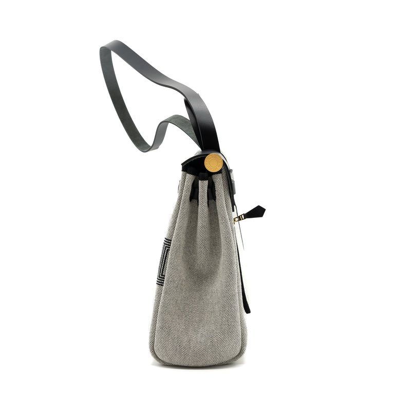 Hermes herbag 31 zip bag toile H plume canvas/ hunter leather black / ecru GHW stamp U