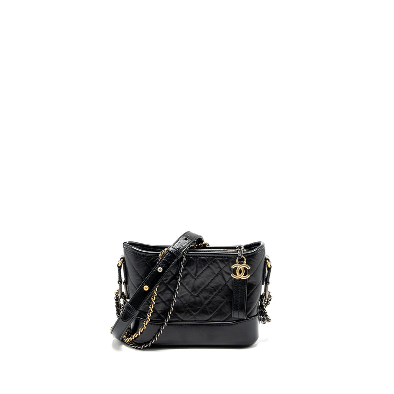 Chanel Small Chevron Gabrielle bag calfskin black multicolour hardware
