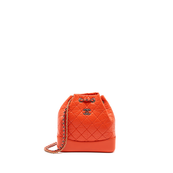 Chanel Small Gabrielle Backpack Aged Calfskin Red Multicolour Hardware