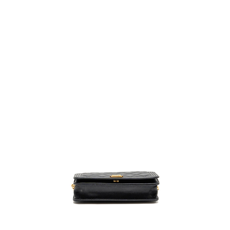 Chanel Boy Wallet on Chain Caviar Black GHW (Microchip)