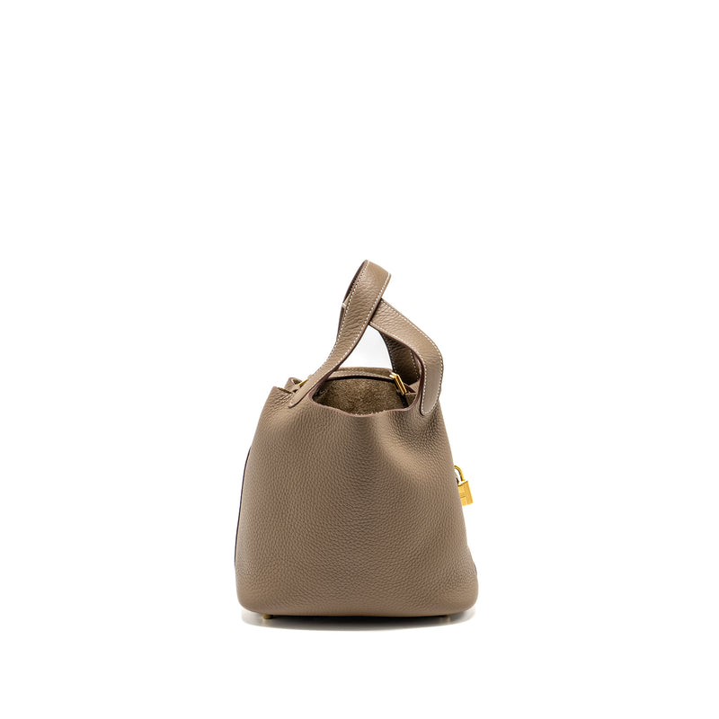 Hermes Picotin 18 Lock Bag Clemence Etoupe GHW Stamp Z