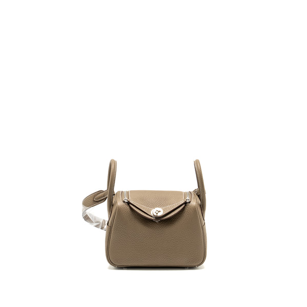 Hermes Mini Lindy Clemence Etoupe SHW Stamp W