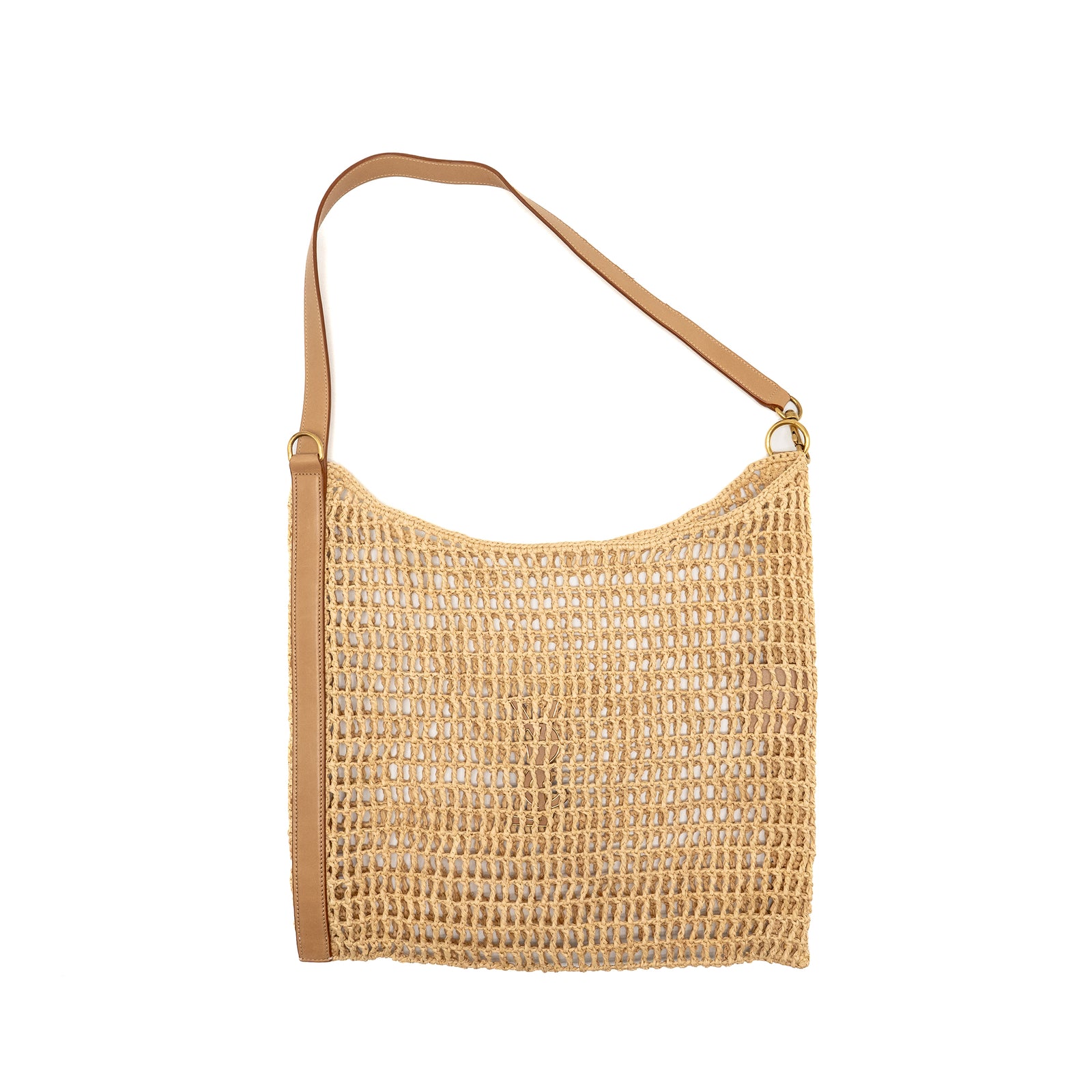 Saint Laurent/YSL Oxalis Crochet Shoulder Bag Riffia/Leather Beige GHW
