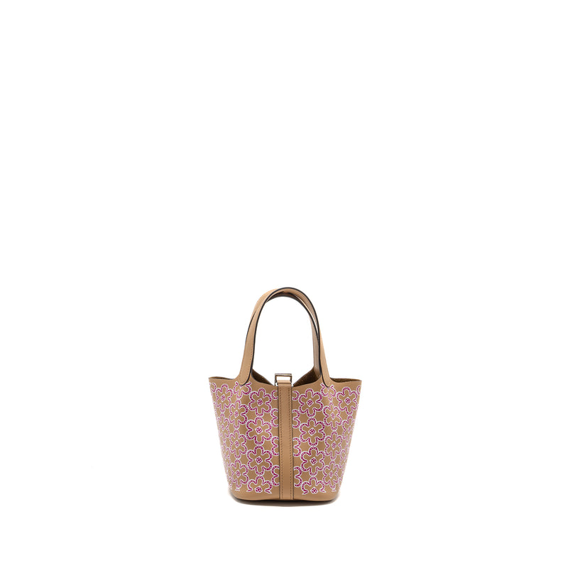 Hermes lucky daisy micro picotin swift chai/rose/blanc SHW stamp U