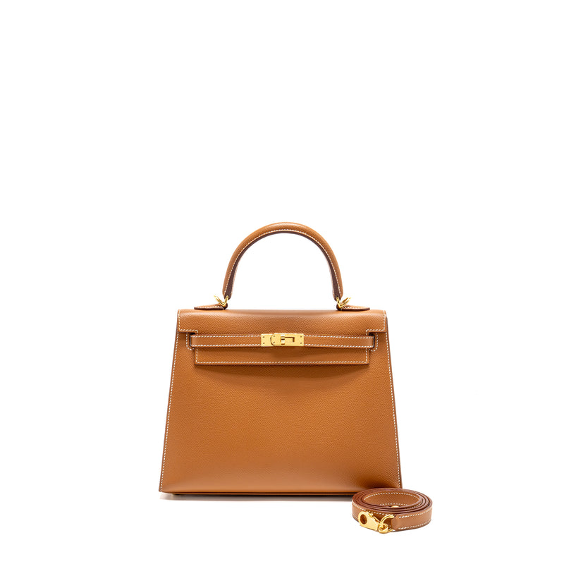 Hermes Kelly 25 Epsom Gold GHW Stamp Z