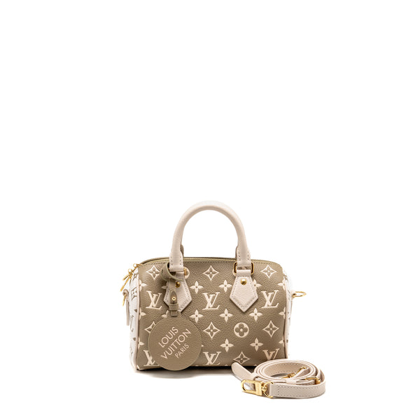 Louis Vuitton Speedy 20 Bandouliere Bicolour Monogram Empreinte Leather Khaki/Beige GHW