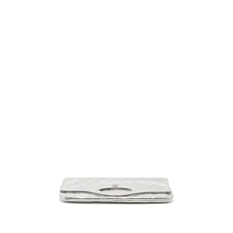 Chanel 31 Clutch Bag Goatskin Metallic Silver SHW