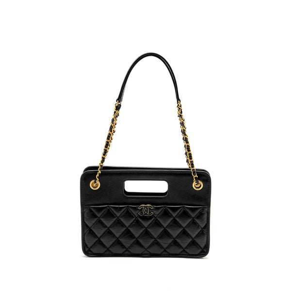 Chanel 23S Clutch Bag With Chain Calfskin Black Brush GHW (microchip)