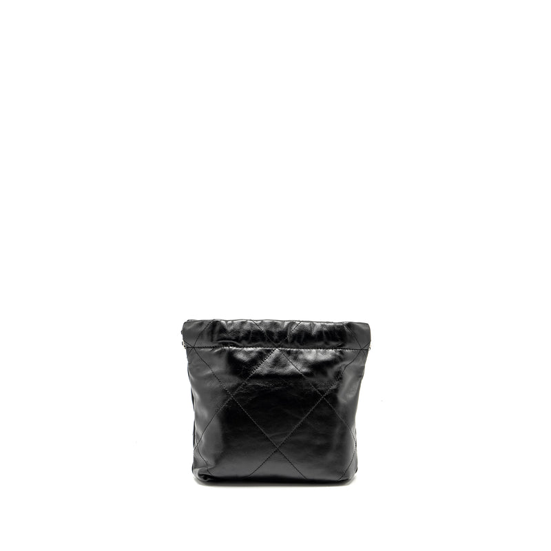 Chanel mini 22 Bag Shiny Calfskin Black SHW (Microchip)