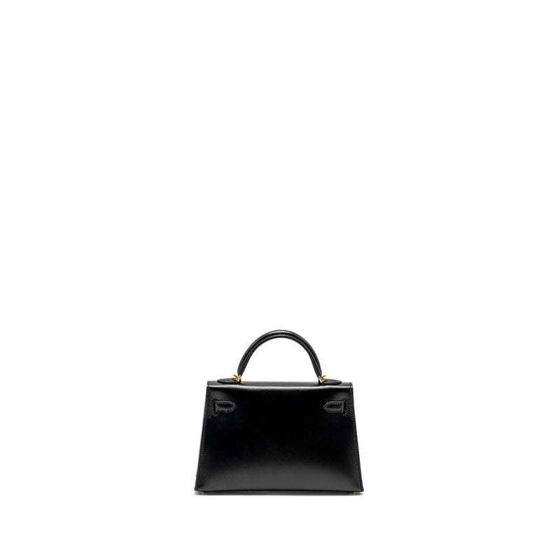 Hermes Mini Kelly Tadelakt Black GHW Stamp B