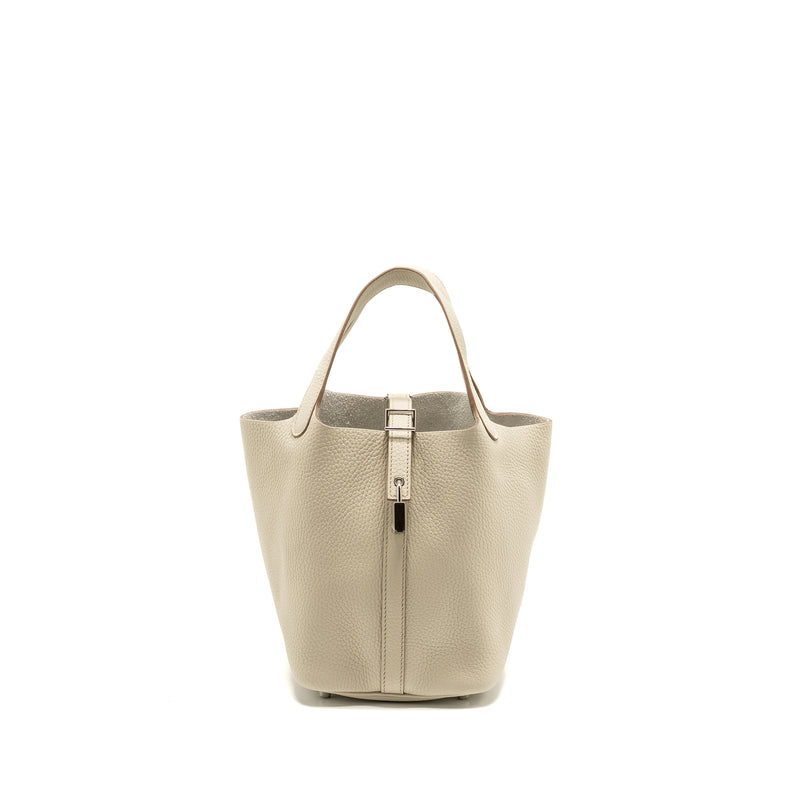 Hermes Picotin 18 Lock Bag Clemence Beton SHW Stamp W