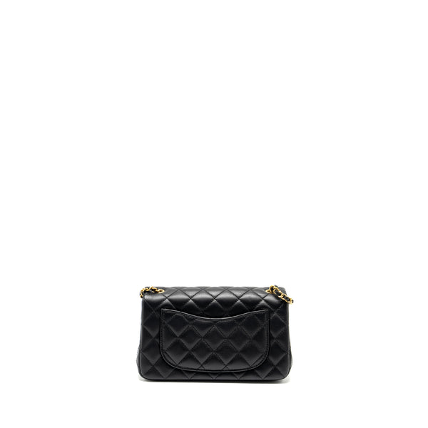 Chanel Pearl Crush Mini Rectangular Flap Bag Lambskin Black GHW (Microchip)