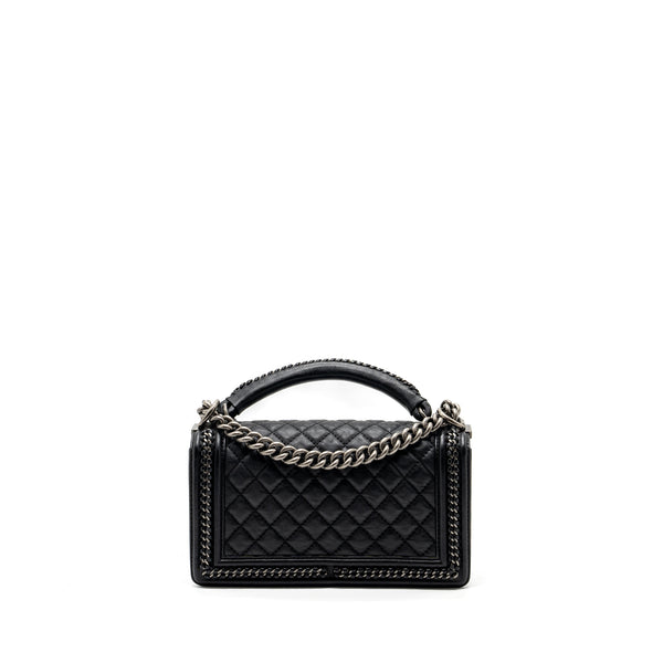 Chanel Top Handle Medium Boy bag Limited Edition Calfskin Black Ruthenium Hardware