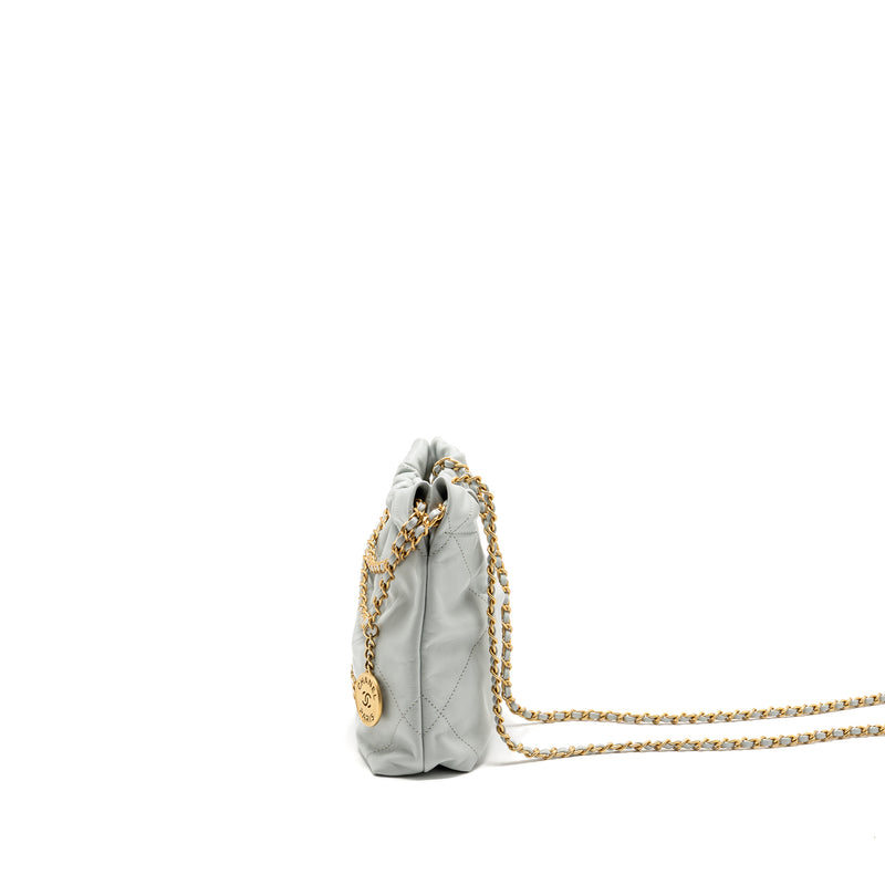 Chanel Mini 22 Bag Calfskin Light Grey GHW (Microchip)