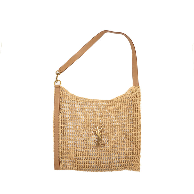 バッグ YSL YvesSaintLaurent archive crutch bag Saint Laurent/YSL Oxalis Crochet Shoulder Bag Riffia/Leather Beige GHW