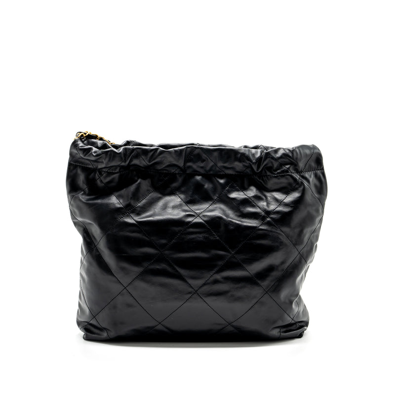 Chanel medium 22 bag calfskin leather black GHW (microchip)