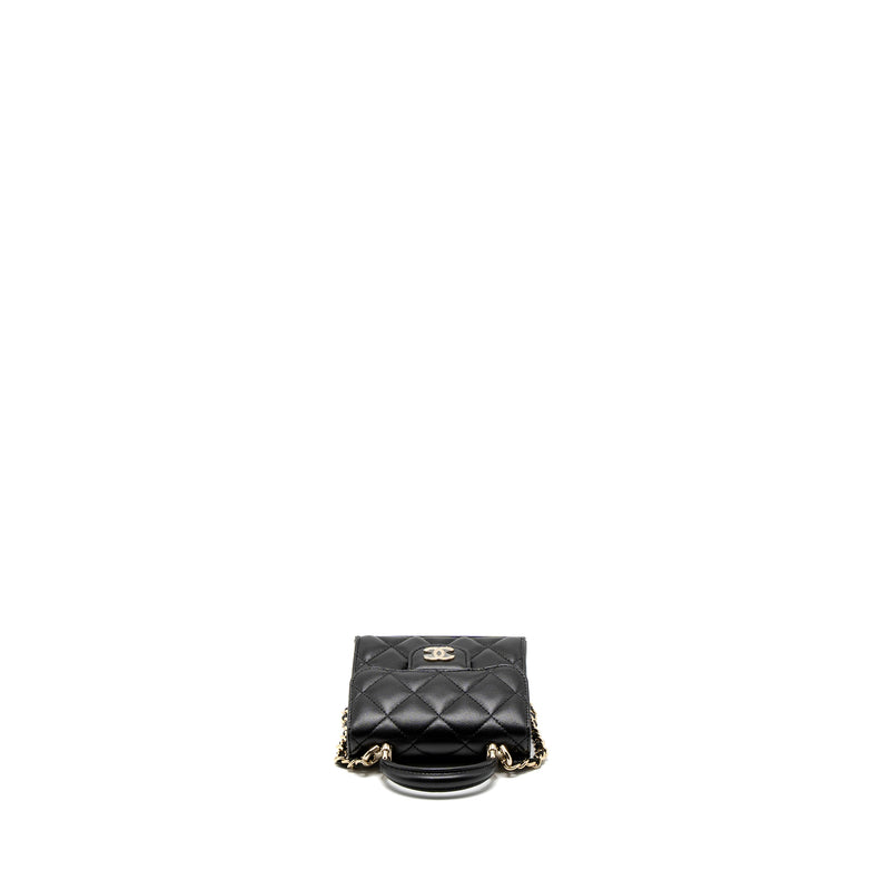 Chanel Top Handle Mini Flap Bag Lambskin Black LGHW (Microchip)
