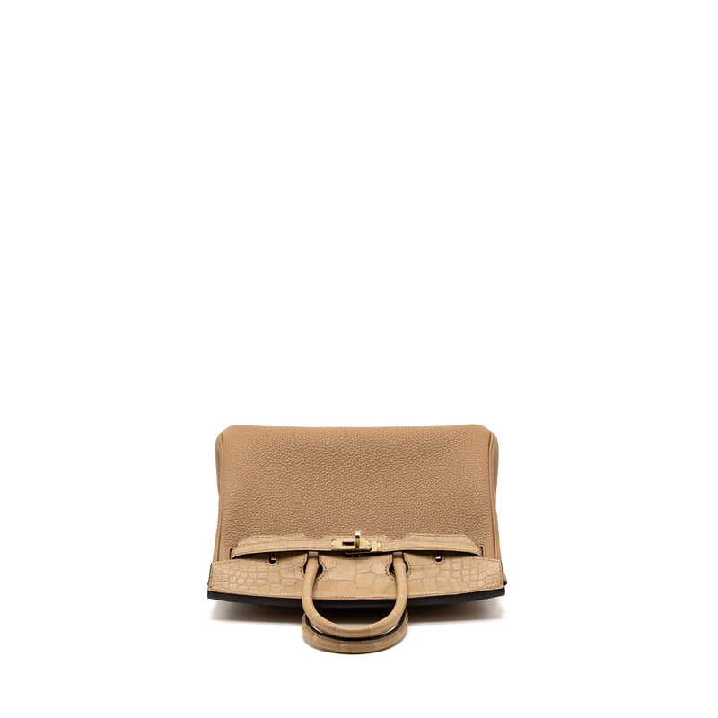 Hermes Touch Birkin 25 Alligator Mississippiensis/Togo Chai LGHW Stamp U