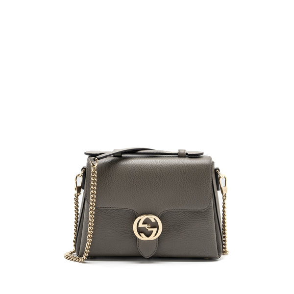 Gucci top handle messanger bag calfskin grey LGHW