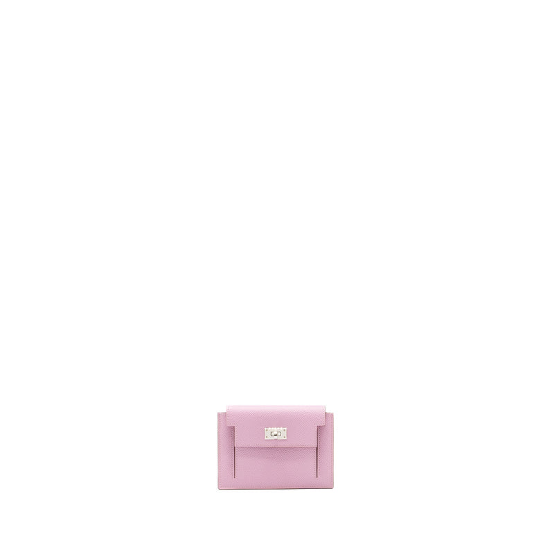 Hermes Kelly Pocket Compact Wallet Epsom X9 Mauve Sylvestre SHW Stamp U