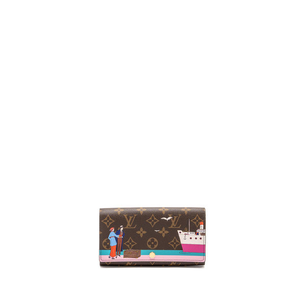 Louis Vuitton Sarah Wallet 2016 Christmas Limited Edition Monogram Canvas Rose Ballerine GHW