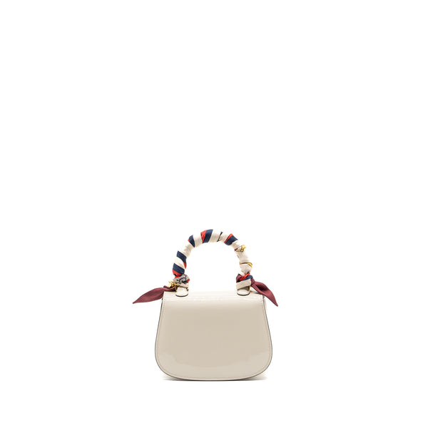 Gucci Bamboo 1947 Mini Top Handle Bag Patent Leather White GHW