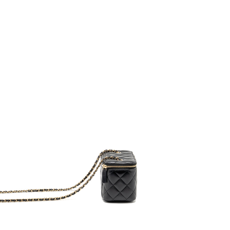 Chanel Long Vanity Case with Chain Lambskin Black LGHW