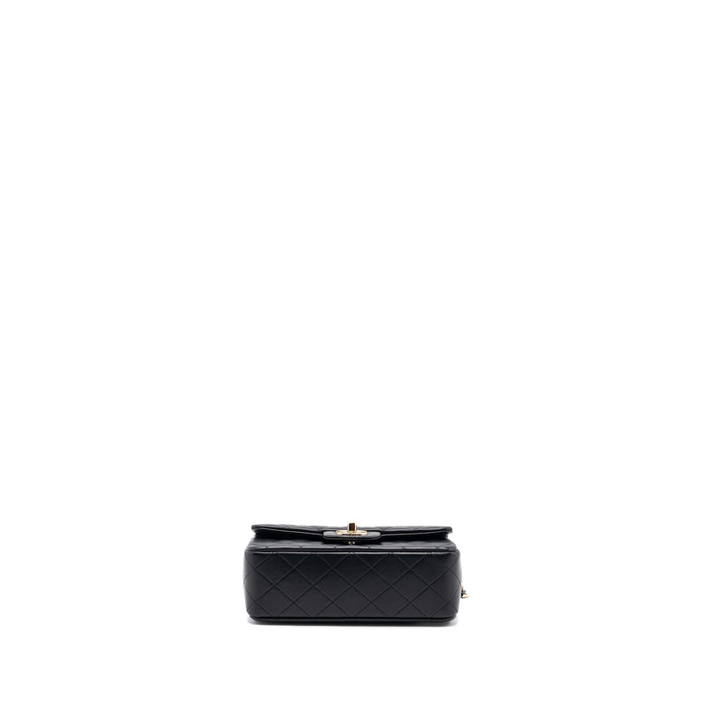 Chanel 22P Lion Charm Top Handle Mini Rectangular Flap Bag Lambskin Black LGHW (microchip)