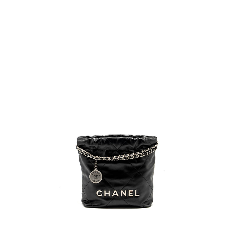 Chanel mini 22 Bag Shiny Calfskin Black SHW (Microchip)