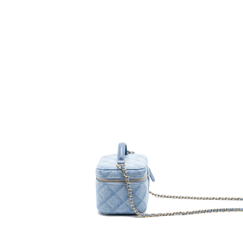 Chanel Vanity Case with Chain Denim Blue LGHW (Microchip)