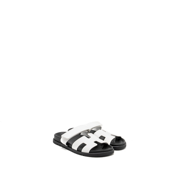 Hermes Size 38 Chypre Sandals White / Black