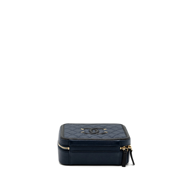 Chanel Filigree Camera Bag Caviar Dark Blue/ Black GHW