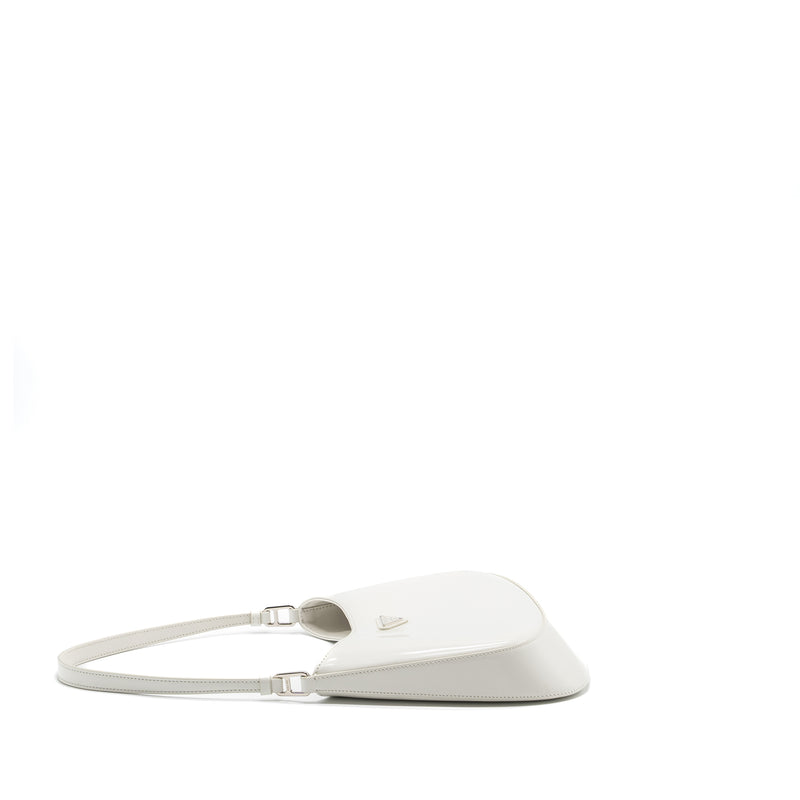 Prada Cleo Shoulder Bag Brushed Leather White SHW
